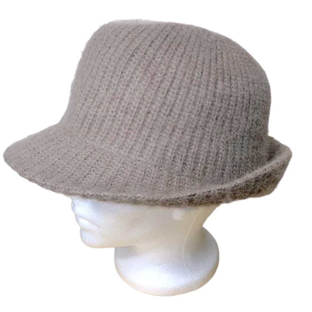𝅺pins & Needles Tan Soft Minimalist Angora Wool Blend Fedora Knit Bucket Hat